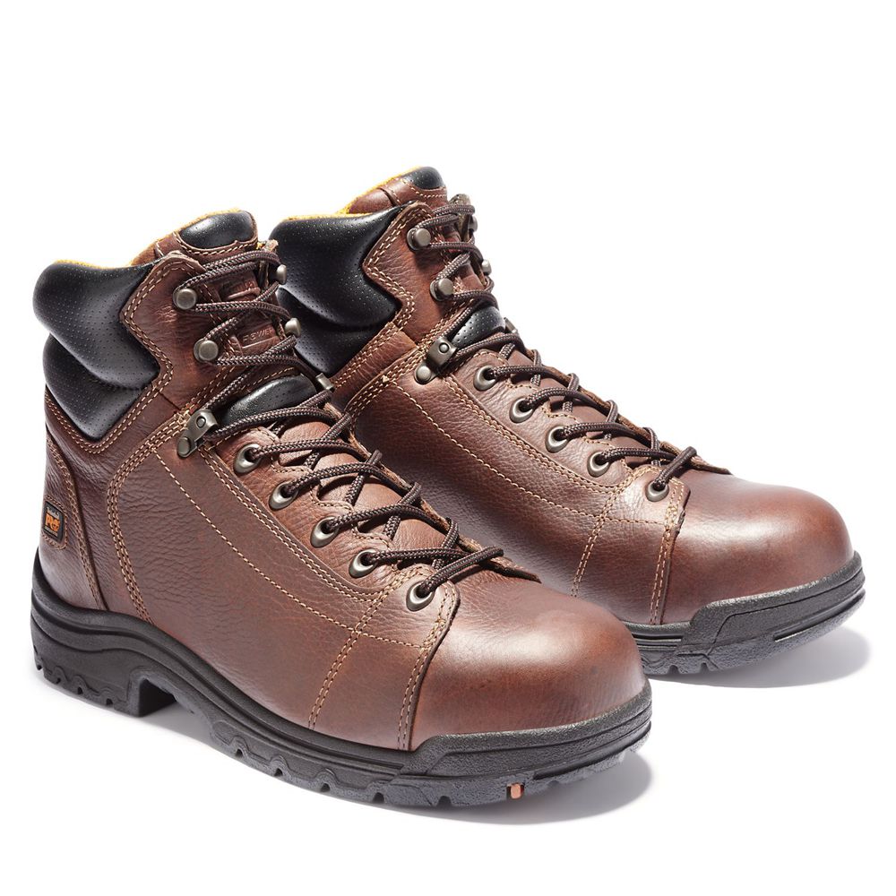 Timberland Mens Work Boots PRO® TiTAN® 6\" Lace Alloy Toe - Brown - India FL2749086